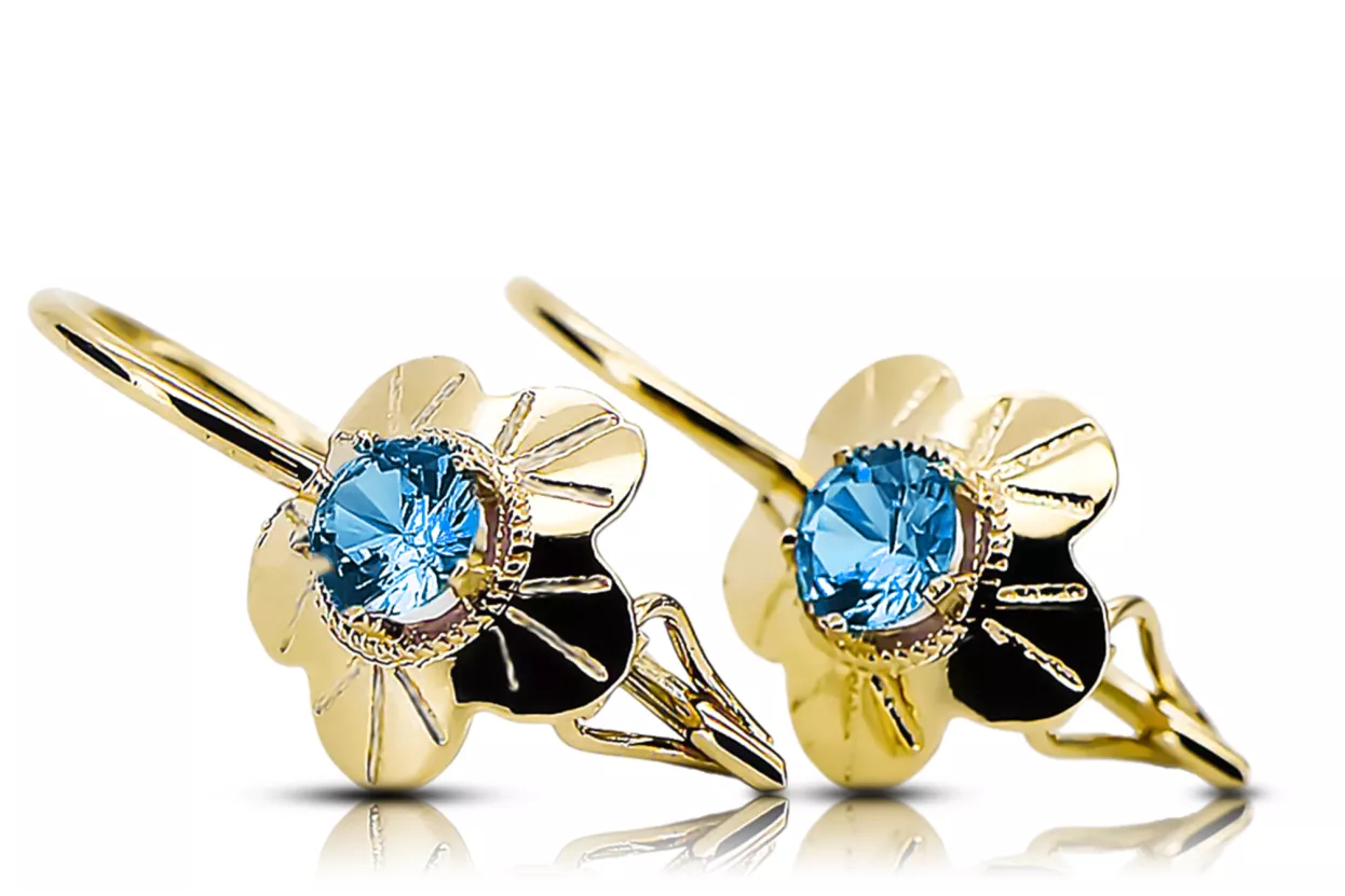 Kolczyki Klasyczny Vintage Akwamaryn 14k żółte złoto vec028y